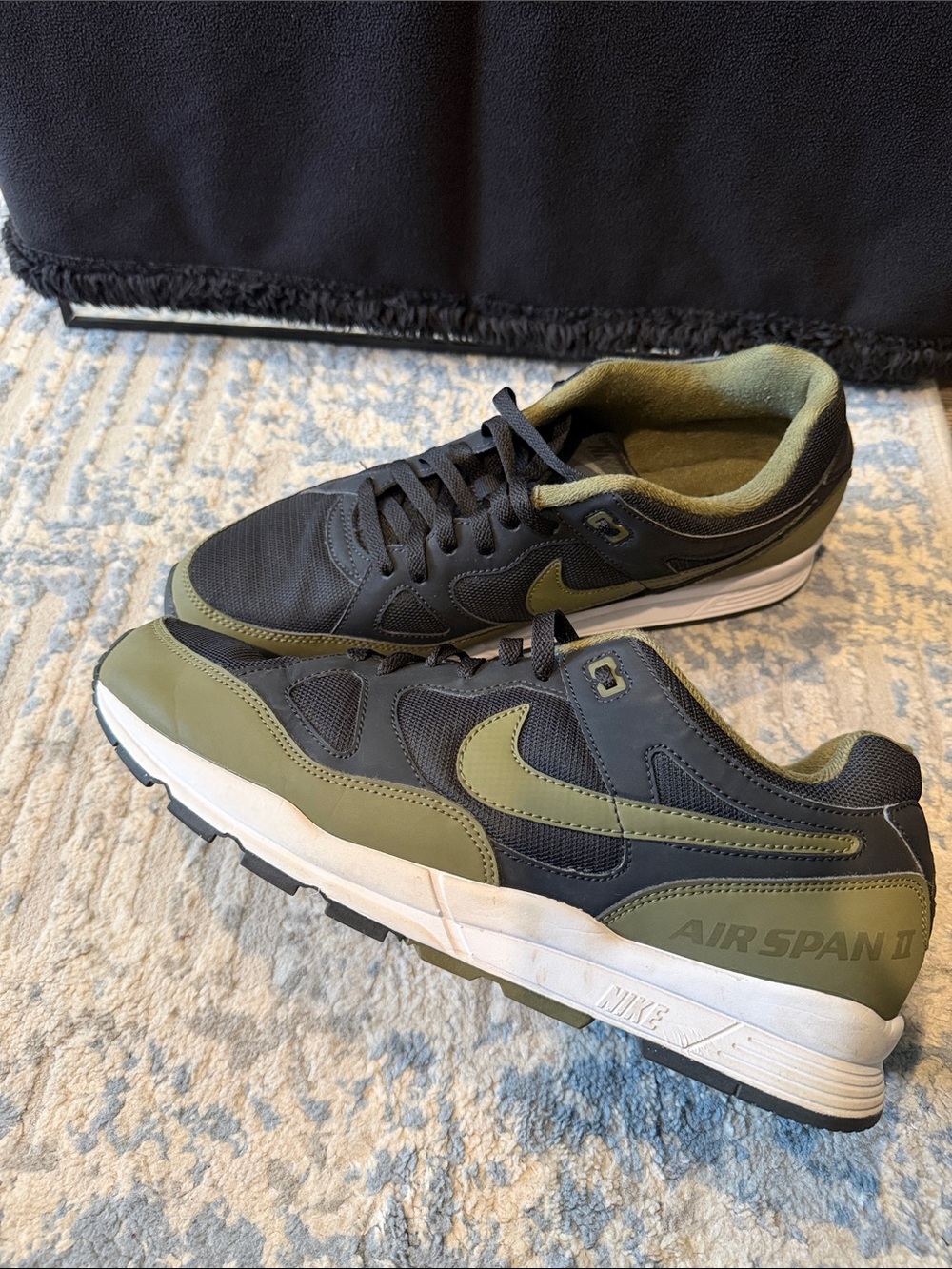 Nike Men's Black and Olive Athletic Low-Top Sneakers - Picture 2 of 3